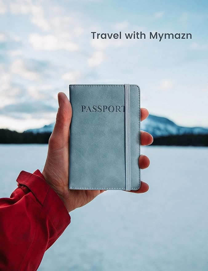 Passport Holder Passport Case Travel Wallet with See-Through Card Holder Passport Cover with RFID Blocking Clear Pocket for Photo Calf Leather