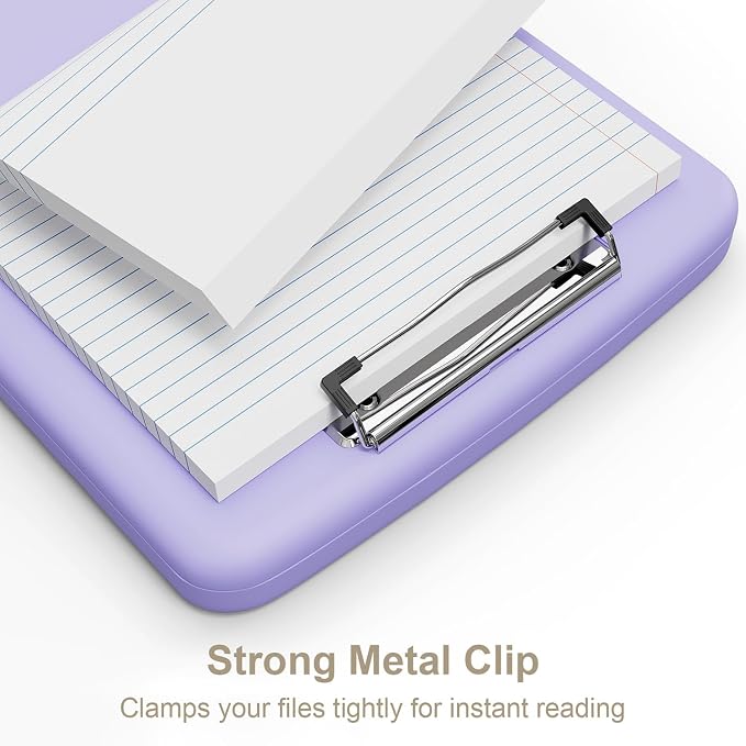 Piasoenc Clipboard with Storage, 8.5 x 11 Clip Board with Pen Holder,Purple | High Capacity, Heavy Duty Plastic Organization Box for A4 Legal Paper Folder, Folio & Side-Opening Nurses, Teachers, Student