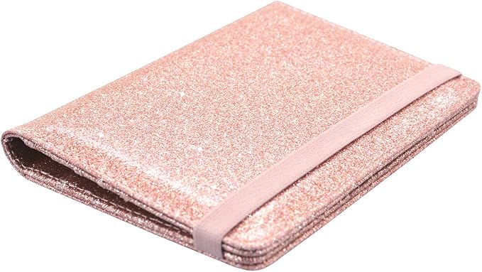 ACdream Passport Holder Cover, Leather Travel Wallet Case, RFID Blocking Document Organizer Protecrtor, with Slots for Credit Cards, Boarding Pass, for Women and Men, Glitter Rose Gold