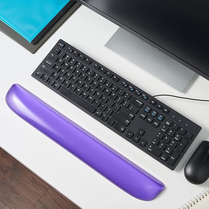 STAPLES Gel Keyboard Wrist Rest, Ergonomic Non‑Slip Wrist Support Cushion for Comfortable Typing, Durable Gel‑Filled Design, Purple Crystal