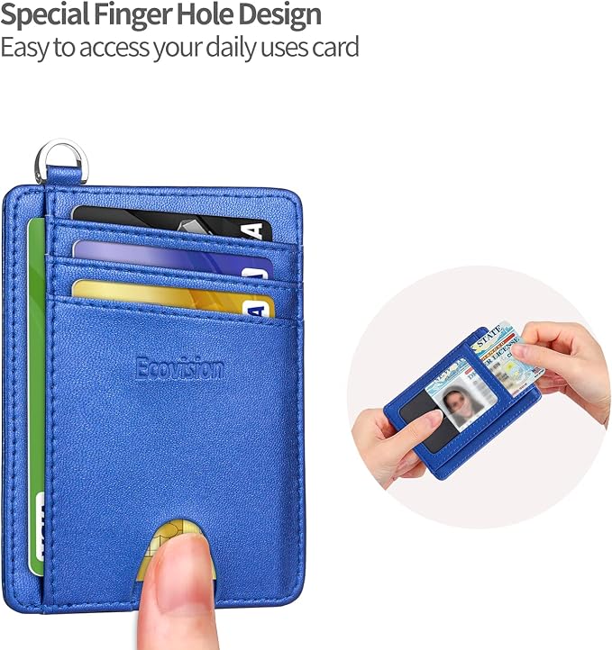 Slim Minimalist Front Pocket Wallet, RFID Blocking Credit Card Holder Wallet with Detachable D-Shackle for Men Women