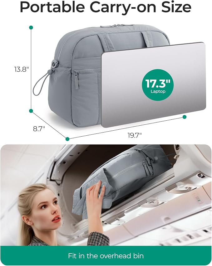 BAGSMART Duffle Bag for Travel, Gym Bag for Women, Weekender Carry on | PVC Wet Pocket, Airline Approved Personal Carry-on Size, Fits Under-seat, One Bag for Gym, Travel, Hospital, Overnight