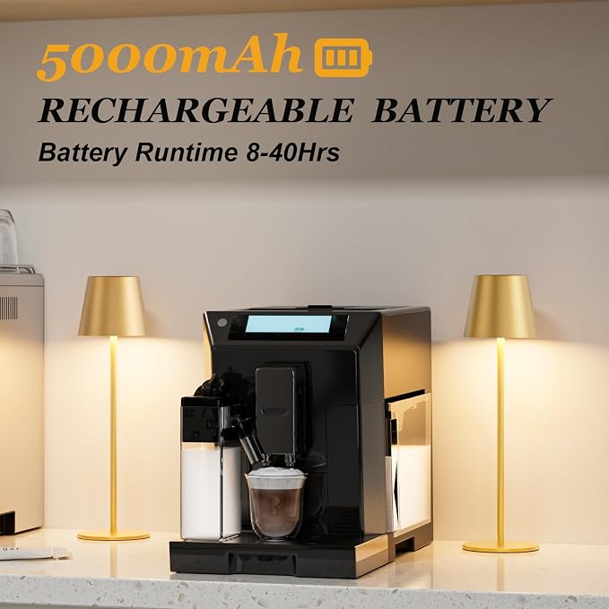 Kakanuo Cordless Table Lamp Rechargeable Gold - 4 Pack Battery Operated Lamp for Dining Table, 3 Color Stepless Dimming Wireless Lamp for Counter, Outdoor Patio, Touch Control