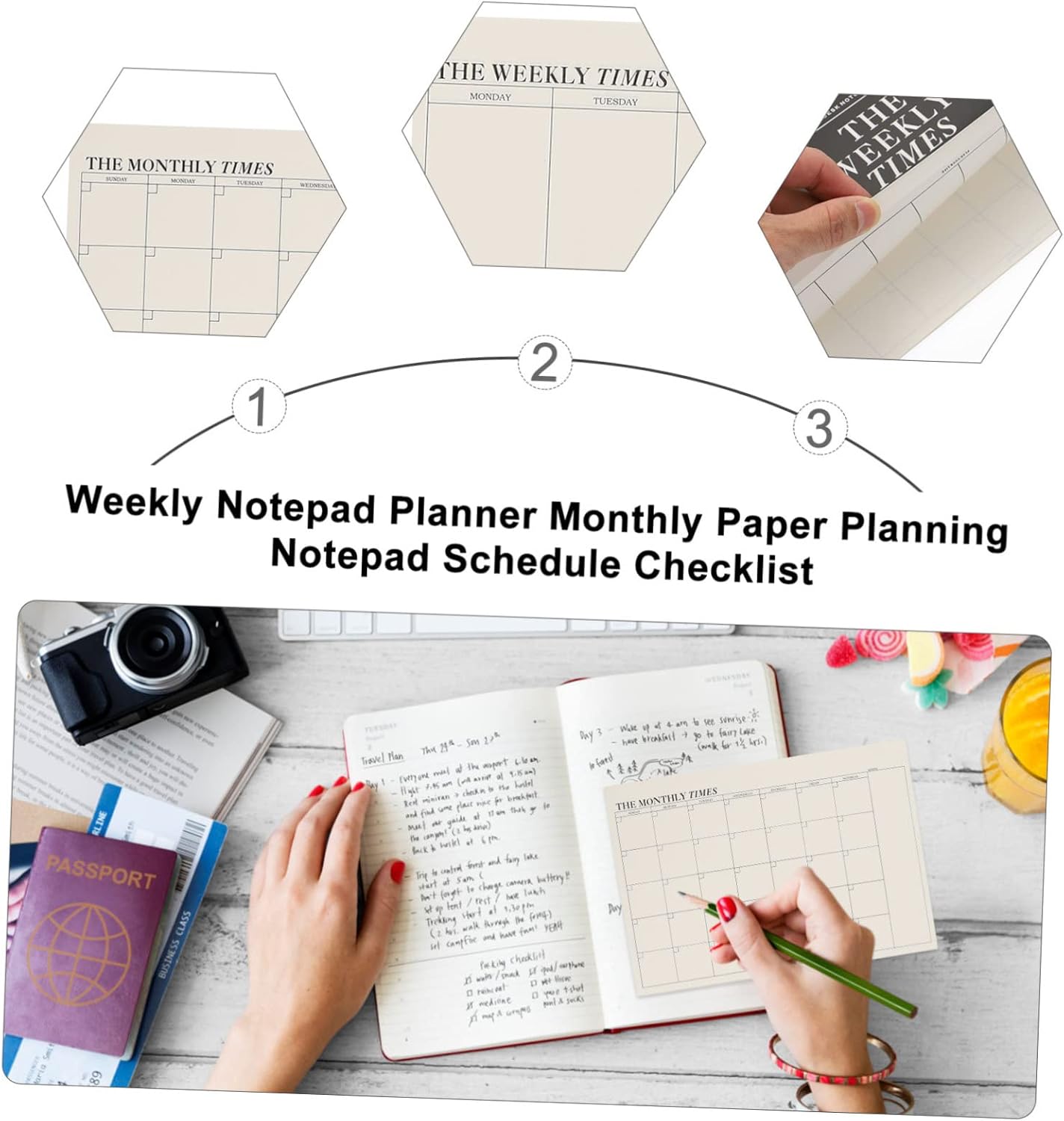 STOBOK 2pcs Tear- Notebook Daily for Monthly Memo Paper Time Planning Weekly Task Checklist Off Management Planner Noting Students Book Notepad Calendar Pad Home Schedule Agenda