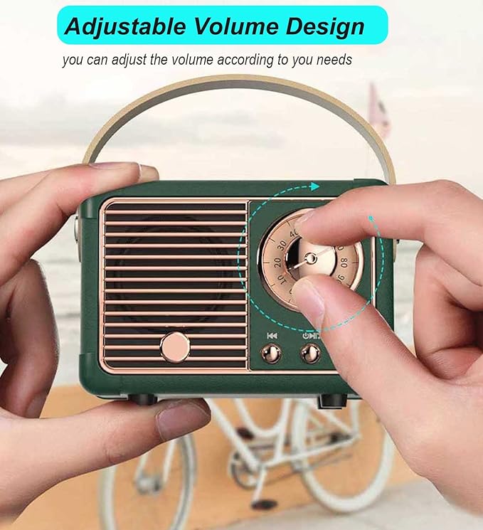 Dosmix Retro Bluetooth Speaker, Vintage Decor, Mini Wireless Bluetooth Speaker, Cute Old Fashion Style for Kitchen Desk Bedroom Office Party Outdoor Accessories for iPhone Android (Green)