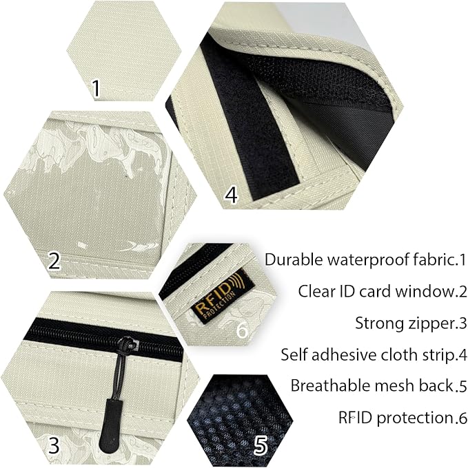 RFID Blocking Travel Neck Wallet Pouch and Passport Holder, Travel Neck Pouch Passport Holder for Women & Men - Beige