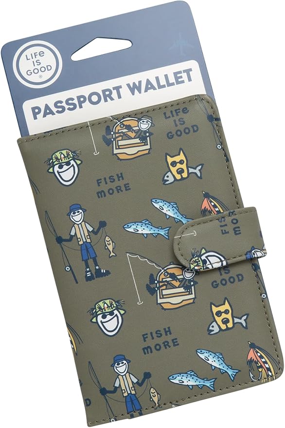 Life is Good Travel Passport Cover, Card Slots, Snap Closure | Slim Design, Card Slots, Snap Closure, Fits Neatly in a Purse or Backpack, Keeps Documents and Boarding Pass Organized