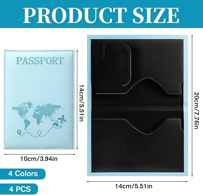 4 Pcs Passport Holder For Travel, Passport Covers Wallet Cover Case, Porta Pasaporte Sleeve Blocking Leather Travel Accessories For Women And Men