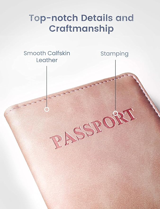 Passport Holder Passport Case Travel Wallet with Vaccination Card Holder Passport Cover with RFID Blocking Clear Pocket For Photo