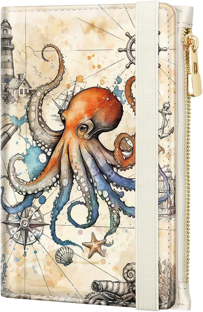 Passport Holder for Travel, RFID Blocking Passport Cover for Women Zipper | Travel Wallets, Passport Book Holder, Credit Card Holder, ID Window,SIM Card Slots, Coin & Tickets Pocket, Octopus