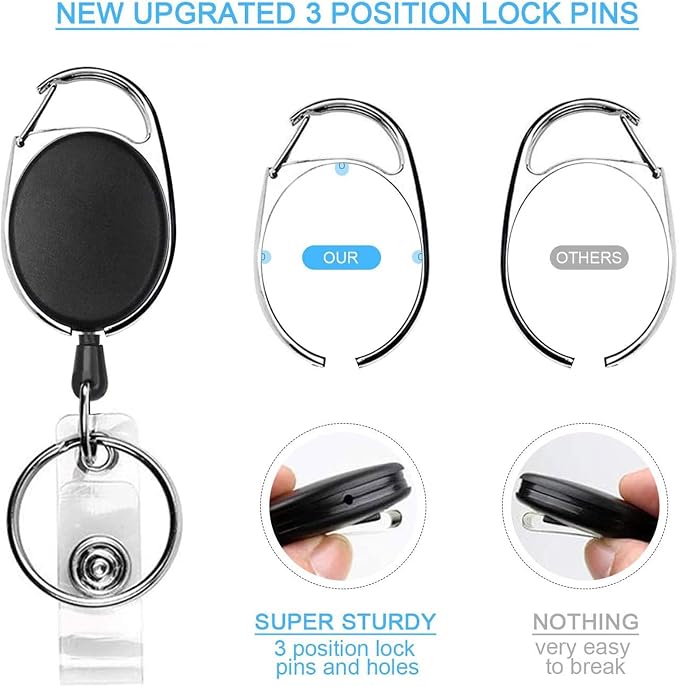 Teskyer Badge Reel, 20 Pack Retractable Badge Holders with Carabiner Belt Clip and Key Ring for ID Card Holder and Keychain