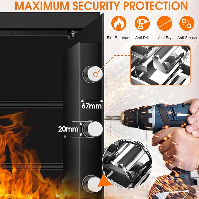 5.2 Cuft Large Safes for Home, Security Fireproof Safe Box with Programmable Keypad, Spare Keys and Removable Shelf, Anti-Theft Digital Home Safes Water and Fire Proof Document Box for Money Valuables