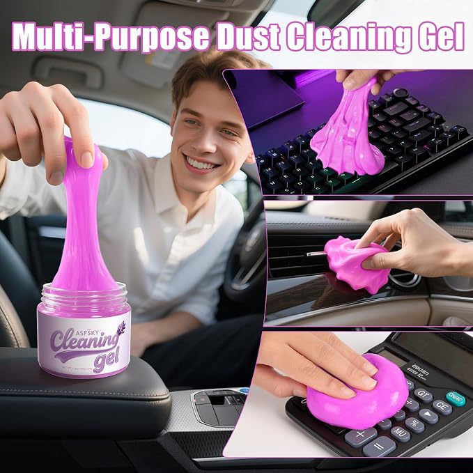 ASFSKY Car Cleaning Gel, Lavender | Cleaning Putty for Car Interior, Keyboard Dust Remover, Universal Cleaning Gel, Purple, 1 Pack