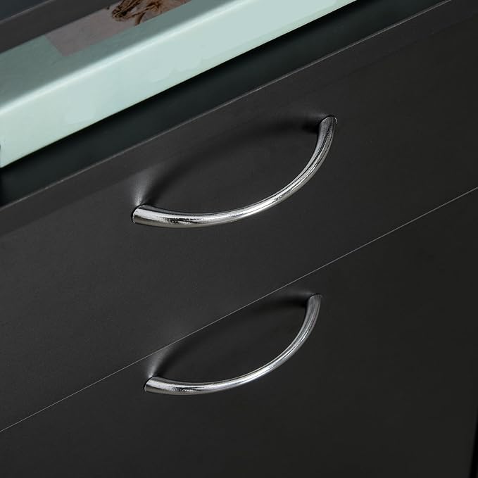 HOMCOM Mobile Storage Cabinet Organizer, Bathroom Drawer Cabinet, Black | Printer Stand, Castors