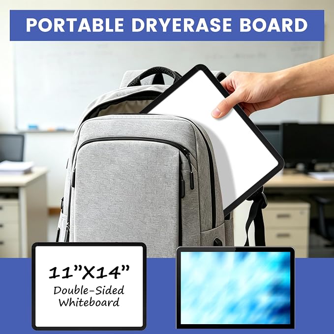 Small Wall White Board, 11" x 14" Mini Double-Sided Magnetic Dry Erase Board with Plastic Frame, Hanging Whiteboard with 5 Markers for Kids Students School Kitchen Home & Office, Black
