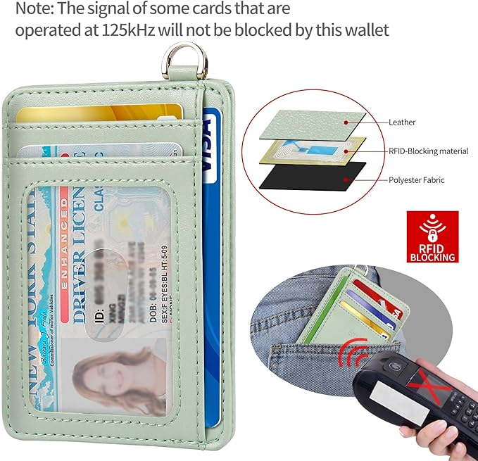 Slim Minimalist Front Pocket Wallet, RFID Blocking Credit Card Holder Wallet with Detachable D-Shackle for Men Women