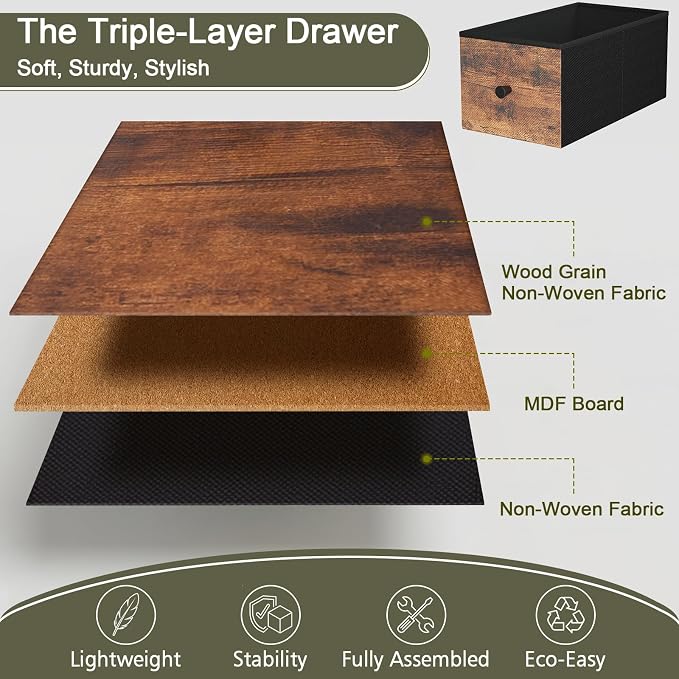 Narrow End Table with Charging Station, Small Nightstand | Skinny Side Tables Living Room with 2 Fabric Drawers, Slim Bedside Table for Bedroom, Small Spaces, Couch, Brown
