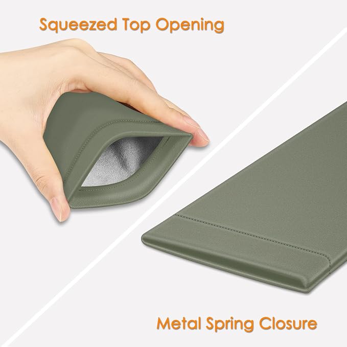 FINTIE Soft Eyeglasses Case with Cleaning Cloth, Portable Squeeze Top Vegan Leather Glasses Pouch, Sunglasses Eyewear Bag