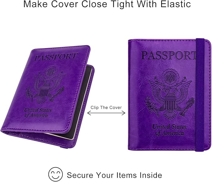 WALNEW Passport Holder for Travel, RFID Passport Wallet, Travel Essentials | PU Leather Passport Cover Case with Pen Holder, Travel Must Haves Accessories, Passport Book Holder for Women