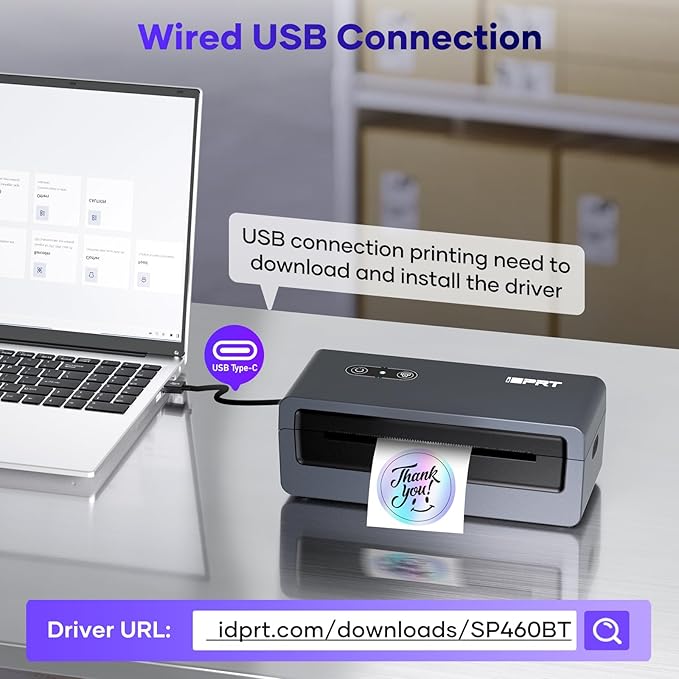 iDPRT Shipping Label Printer 4x6 Bluetooth Thermal Label Printer for Small Business and Shipping Package, Support Android, iPhone, Windows, macOS, Widely Used for Amazon, Shopify, Ebay