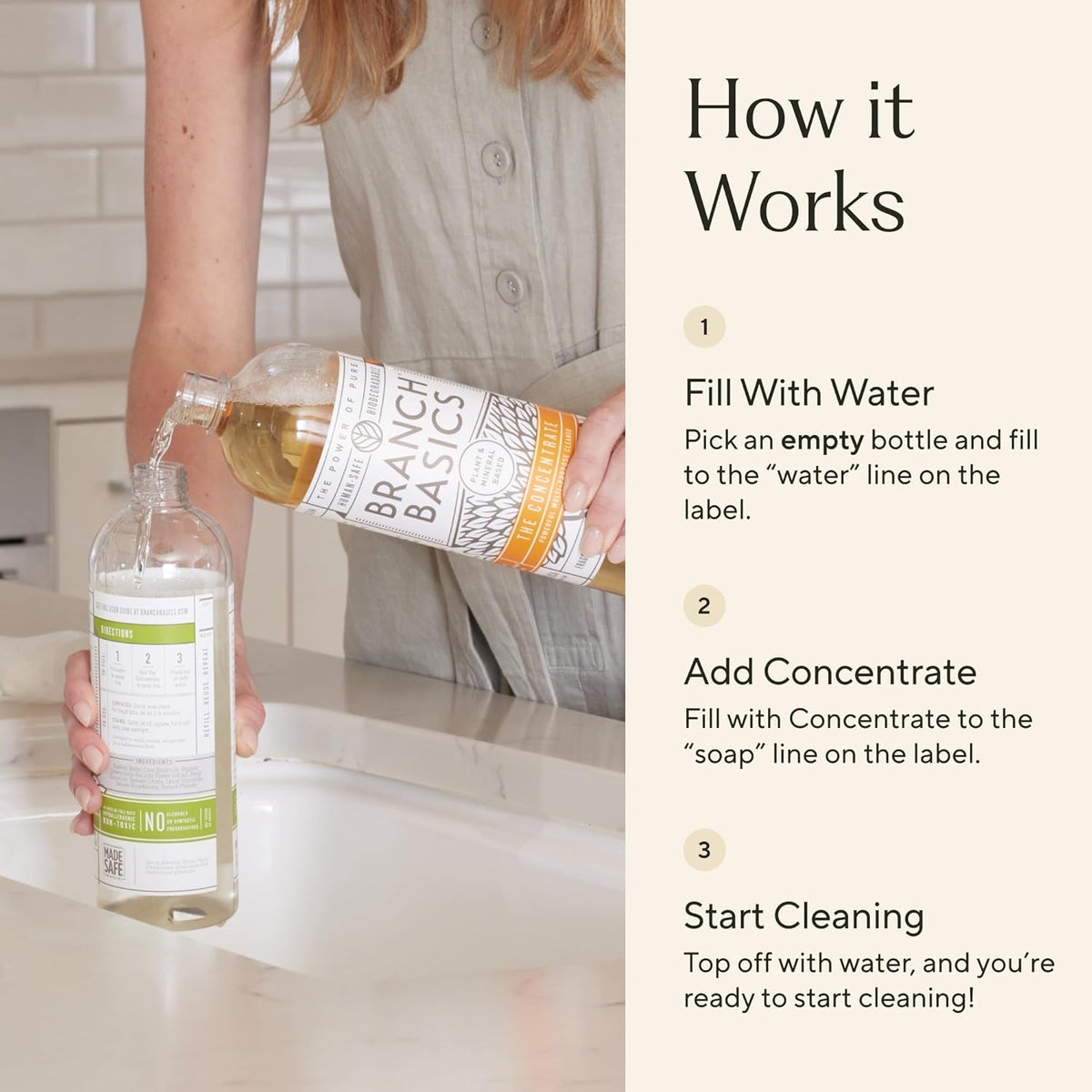 Branch Basics Concentrate + Oxygen Boost REFILL: Stain Remover and All Purpose Cleaner Duo | Bleach, Ammonia, Dye, and Fragrance Free (64 Loads, 33.8 oz Concentrate)