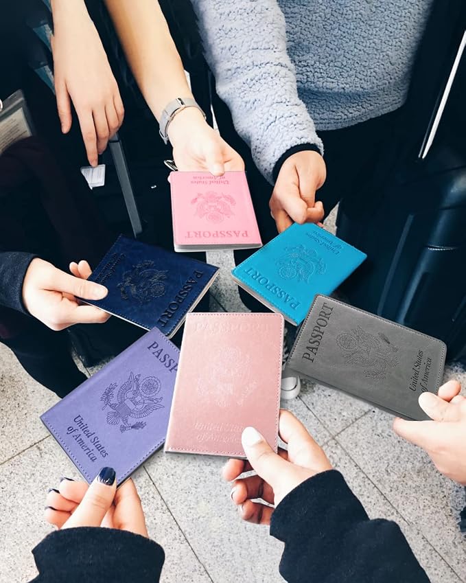 Sizobi Leather Passport Holder Covers, Passport Holder for Travel Women | RFID Blocking Wallet Case, International Travel Must Haves Travel Accessories for Women Men,Cruise Ship Essentials Gifts,Pink