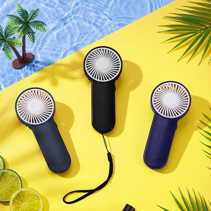 Sumind 6 Pcs Small Personal Portable Fan Mini Handheld Bulk 1 Speed Electric Cute Battery Powered for Neck Lash Makeup Women Men Travel Camping Indoor Outdoor Summer (Dark Colors)
