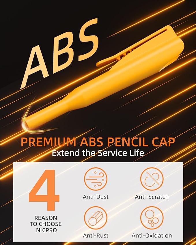 Nicpro 5 Pack Carpenter Pencil with Sharpener & Holster, Carpenter Tools | Mechanical Carpenter Pencils with 53 Refills, Heavy Duty Construction Pencil, Comfort Grip Woodworking Pencils for Architect