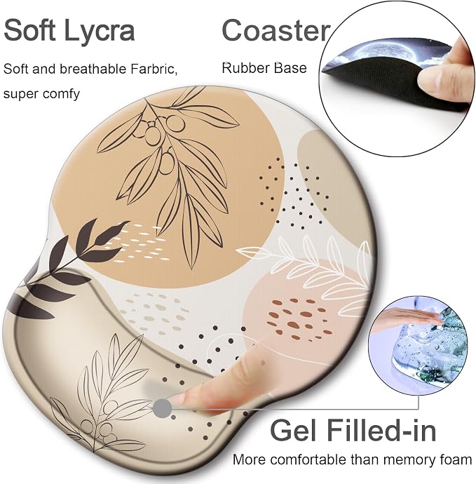 Ergonomic Mouse Pad with Wrist Rest Support,Gel Mouse Pads for Desk | Big Mousepad With Coaster Non-slip & Pain Relief for Computer, Home&Office Desk Decor