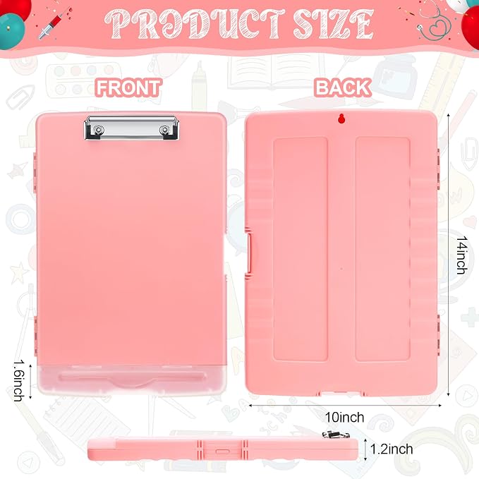 Crtiin 6 Pcs Colored Clipboard with Storage, 8.5 x 11 Inch Heavy Duty Plastic Nursing Clipboard Folder with Pen Holder A4 Medical Holder for Nurse Doctor Teacher Office, Organization (Fresh Color)