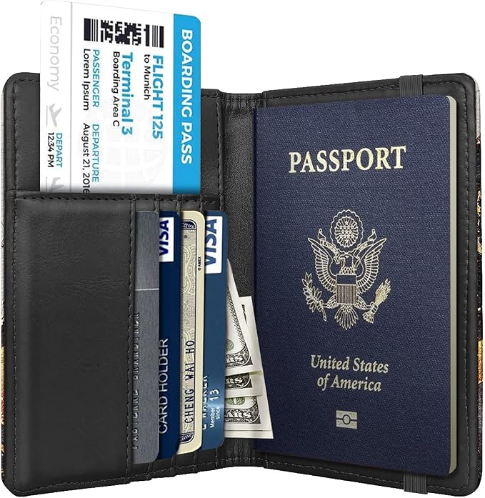 Coco Rossi Passport Holder for Travel Women Slim RFID Passport Cover Wallet | Travel Essentials, Passport Book Holders, Passport Wallet Cover Case, PU Leather, Cute, Thin, Spliced Design, Grey Marble