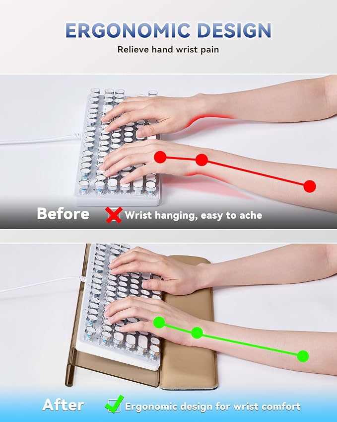 Laborio Computer Keyboard Wrist Rest, Keyboard Riser Stand for Desktop | Coffee, Ergonomic Acrylic Keyboard Holder, Non-slip Wrist Pad, Pain Relief for Typing, Multiple Colors