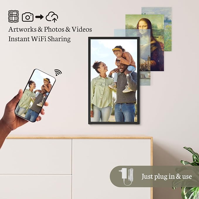 BSIMB Large Digital Picture Frame 21.5 Inch, Touchscreen 1920x1080 FHD 32GB WiFi Digital Photo Frame Electronic Remote Control, Share Pictures/Videos via App/USB/SD Easy Setup Gifts for Mom, Black