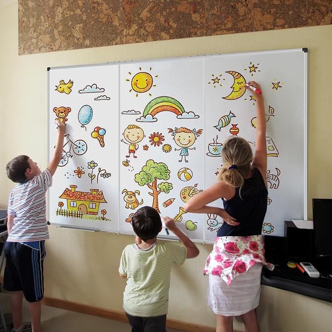 XBoard Magnetic Whiteboard 72 x 48 Inch, 6'x4' Dry Erase Board with Aluminum Frame | Foldable Wall-Mounted Whiteboard for Home Office, Classroom, Conference Room | 6' x 4' Foldable Dry Erase Board, Silver Aluminum Frame,Wall-Mounted Whiteboard for Home...