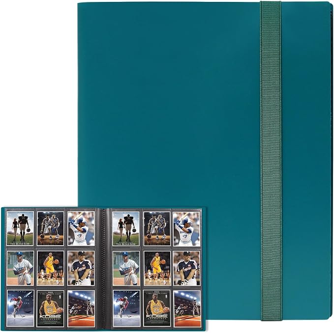 GEAoffice Card Binder, 9-Pocket Trading Card Album Folder, 360 Side Loading Pockets Binder for TCG, Sports&Game Cards, and MTG Cards, (Peacock Blue)