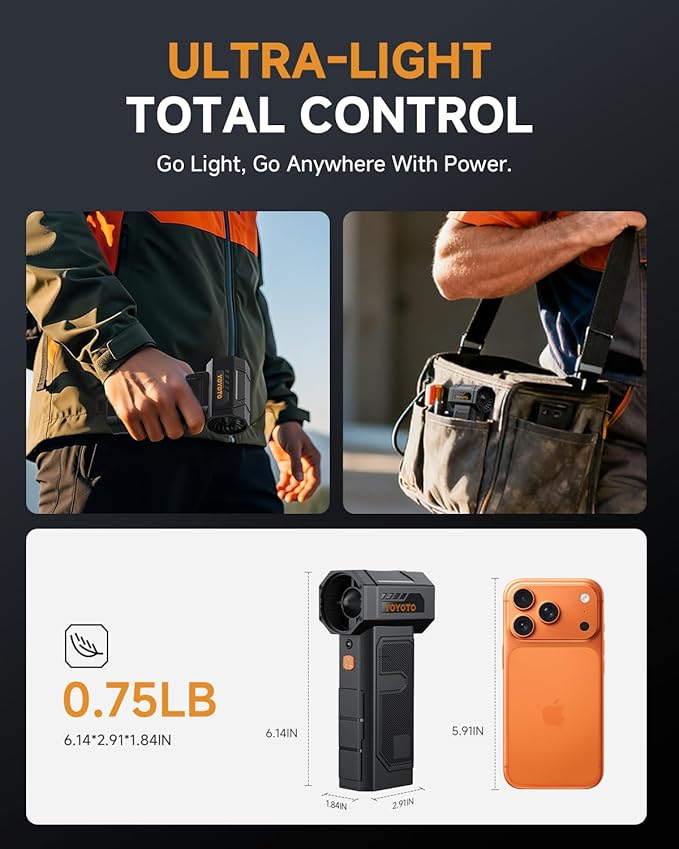 Compressed Air Duster, Electric Air Duster with Upgraded Powerful 40MM Brushless Motor, 4-Gear Cordless Mini Hand Blower with LED Light, 27.75Wh Rechargeable Turbofan for Keyboard, Car, Home, Outdoor