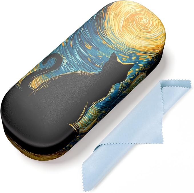 Hard Shell Leather Sunglasses Case,Classic Fashionable Cute Large Glasses Case for Women Men,Sunglass Eyeglasses