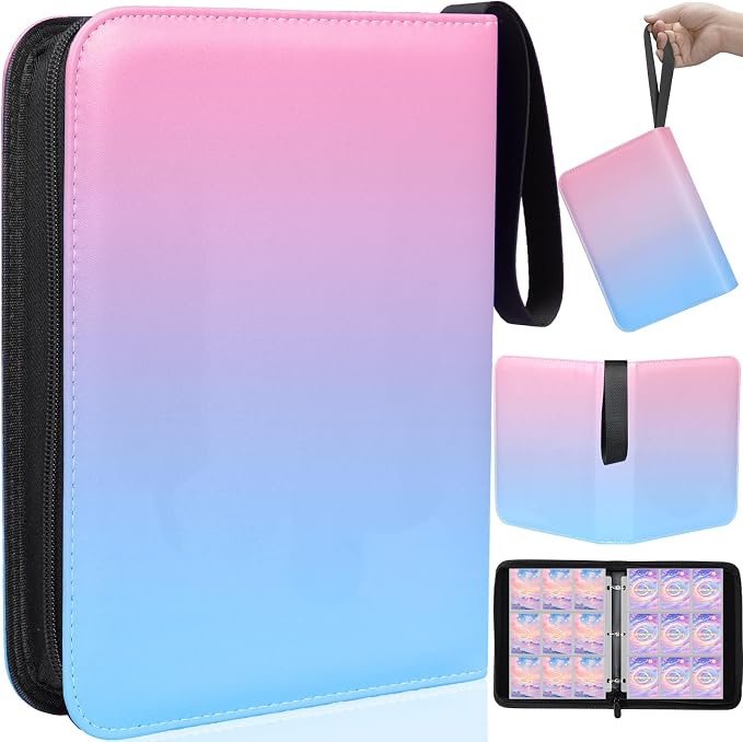 Card Binder 9 Pocket, 900 Pockets Card Holder Compatible with Game Cards Gift for Girls, Trading Card Binder Album Case Book Storage For Photocards, Large,Pink
