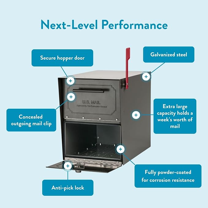 Architectural Mailboxes 6200Z-10 Oasis Classic Locking Post Mount Mailbox, 18"D x 11.5"W x 14"H ,Graphite Bronze