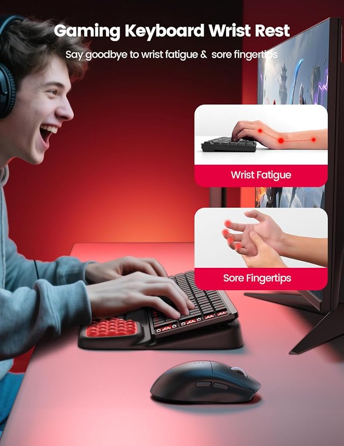 Vaydeer Keyboard Stand with Wrist Rest, Gaming Wrist Support Pad, Ergonomic Hand Rest Arm Soft Memory Foam for Palm Typing Comfort, Keyboard Riser Holder Lift Computer Desk Accessory Office Home-Green