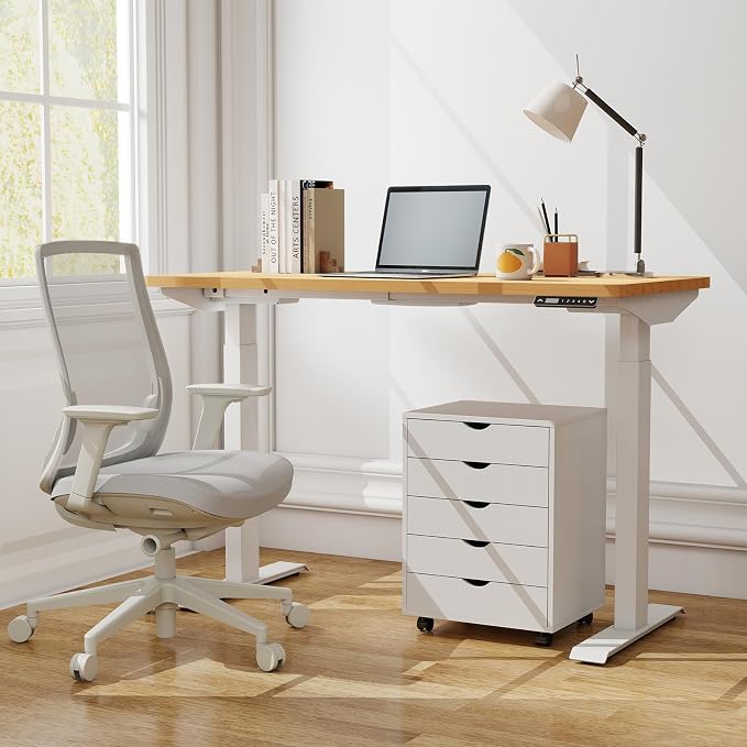 OLIXIS 5 Drawer File Cabinet, Under Desk with Storage Cabinet | Wood Under Desk Storage Organization Holds Printer, Office Supplies, Not For Hanging Files, Fit Home Office White