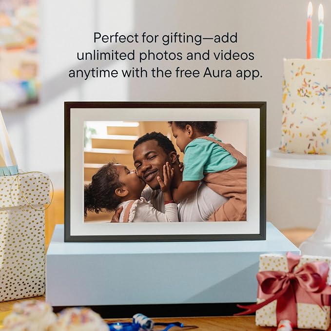 Aura 10" HD WiFi Digital Picture Frame – Free Unlimited Cloud Storage – Send Photos from Phone – No Subscription – Auto On/Off – Gift for Parents & Grandparents (Gravel Mat, 10")