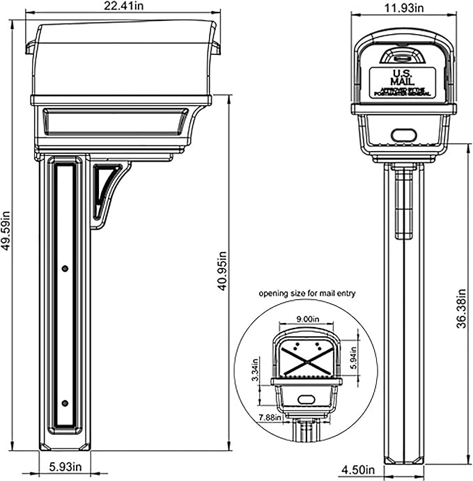 Architectural Mailboxes Gentry Plastic, Dual Access, Mailbox and Post Kit, GGC1B00AM, Black, Large Capacity