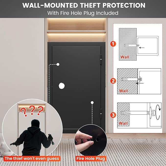 [𝟮𝟬𝟮𝟲 𝗡𝗲𝘄] 23.69'' Tall Fireproof Safe for Home, 1800°F Fire Protection for 60 Minutes, Fire and Water Proof Safe Box with Mechanical Lock, Removable Shelf for Documents, Cash and Valuable