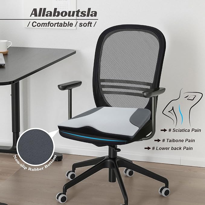 Allaboutsla Car Seat Cushion, Car Seat Cushions for Long Driving | Comfortable Memory Foam Driver Seat Cushion, Automotive Seat Cushions, Butt Pillow for Car,Truck, Office Chair, B&G