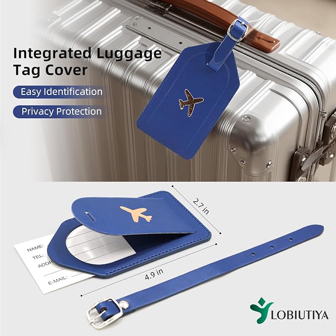Passport Holder For Travel with Slot for AirTag & Luggage Tag Cover – RFID Blocking Travel Passport Wallet for Women/Men/Family | PU Leather Passport Case with Extra Money Pocket, Blue