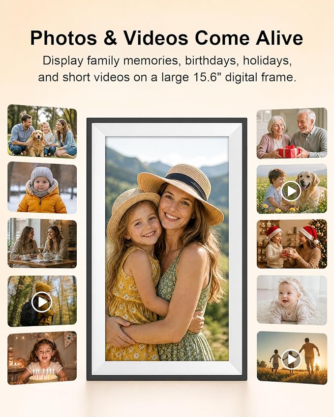Frameo 15.6 Inch Smart WiFi Digital Picture Frame | 1080P HD IPS Touch Screen Digital Photo Frame, Wall Mountable, Instantly Share Photos & Videos via Frameo App from Anywhere
