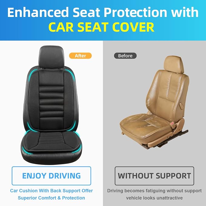Lofty Aim Car Seat Cushion with Back Support Pillow, Driver Seat Cushion | Lumbar Support & Seat Cushion, Memory Foam Seat Cushion for Pain Relief, Butt Pillow for Car, Breathable 4D Mesh Black