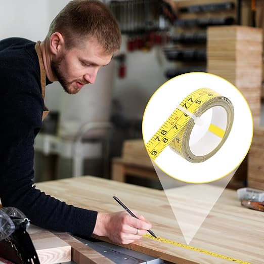 2 Pack Steel Self-Adhesive Measuring Tape Right to Left Reading, 78 Inches/200cm Imperial and Metric Ruler Tape, Workbench Ruler Adhesive Sticky Tape Measure for Woodworking Saw Drafting Table, Yellow