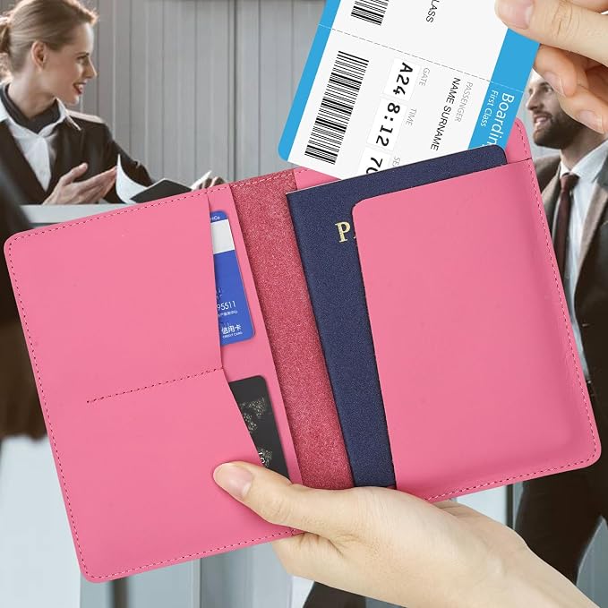 Full Grain Leather Passport Holder Cover for Men and Women Travel, Passport Wallet with AirTag Slot, Travel Must Haves Essentials Genuine Leather Passport Covers Gifts